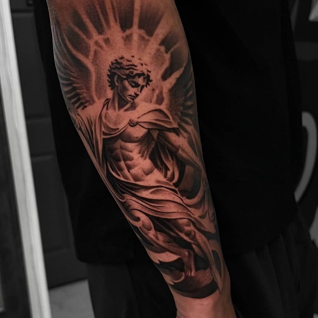 Tattoo by @alfredoadametattoo — realism, black_and_grey