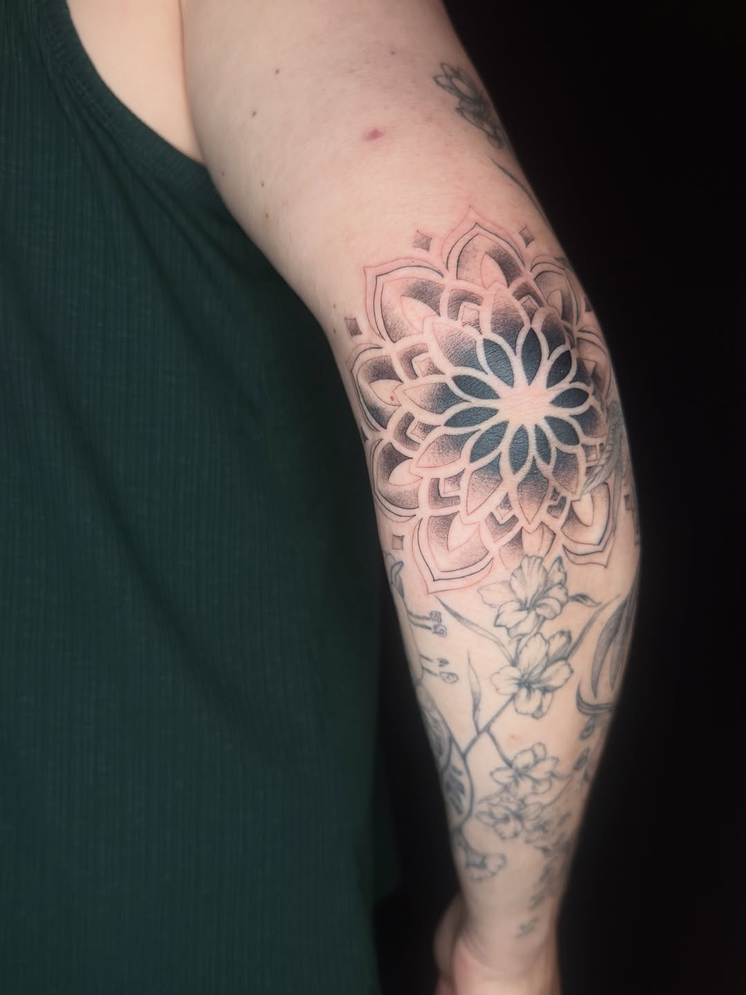 Tattoo by @bondtattooer — dotwork, black_and_grey