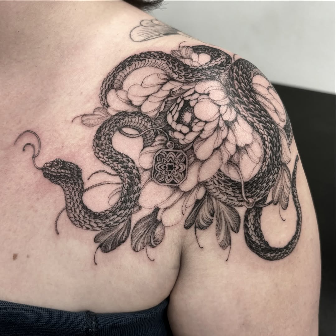 Tattoo by @yongjuntattoo β black_and_grey, dotwork