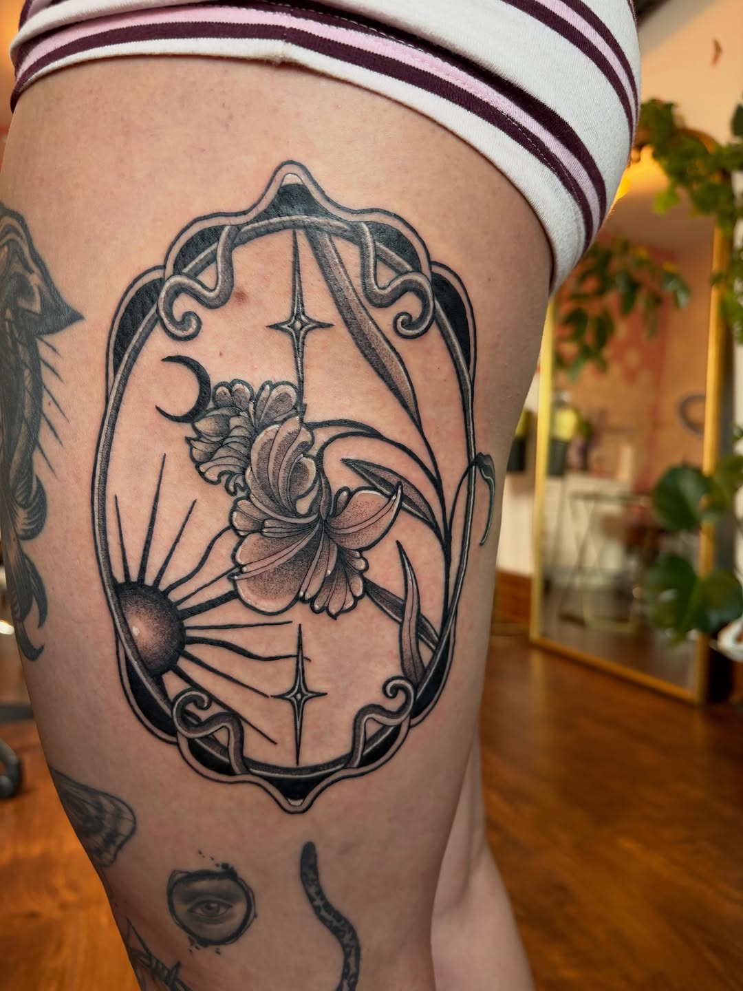 Tattoo by @snewbietattoos — black_and_grey, ornamental