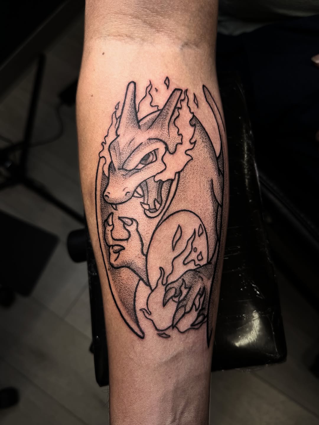 Tattoo by @artbyjennyc — anime, black_and_grey