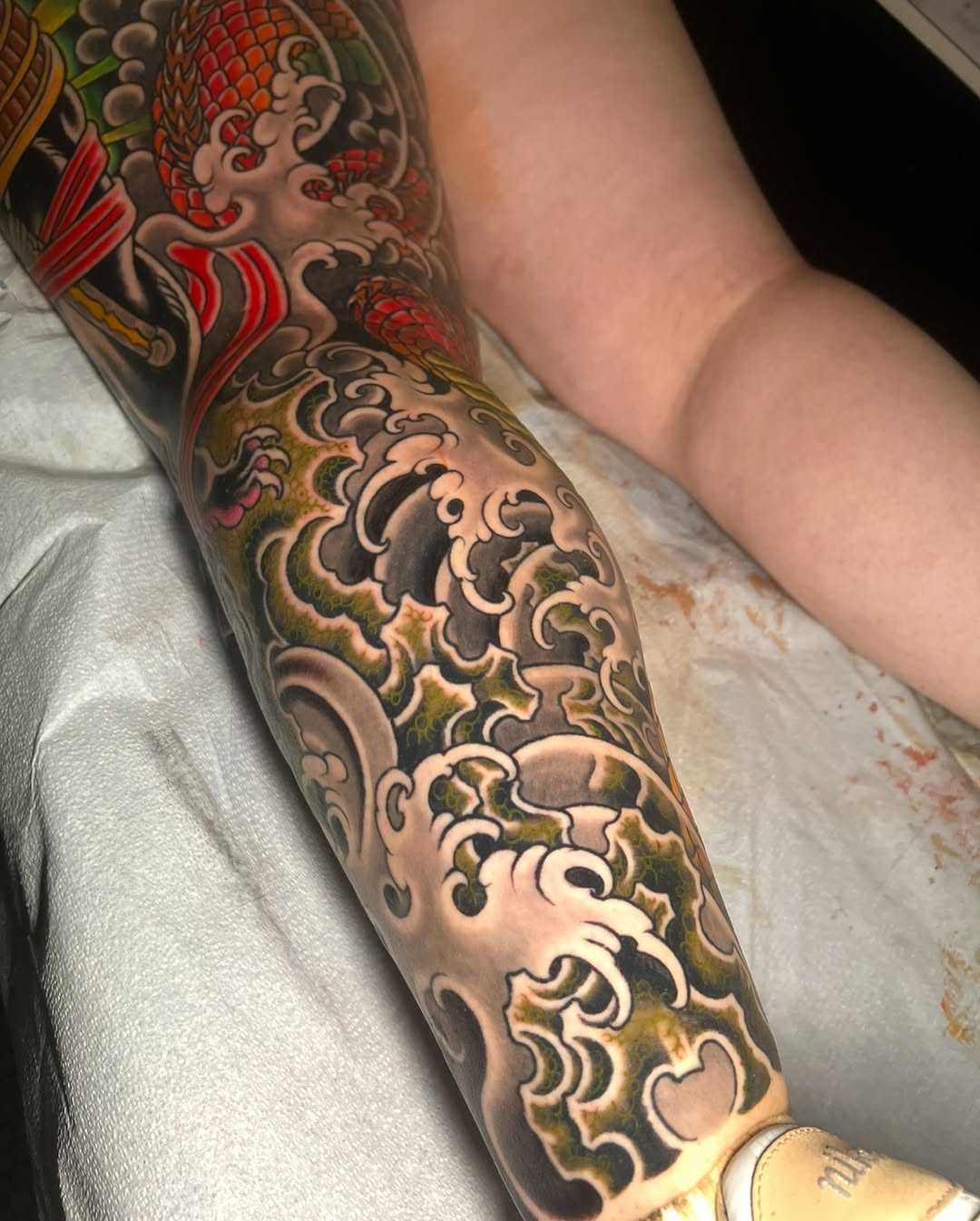 Tattoo by @alton_sides — japanese_irezumi, black_and_grey