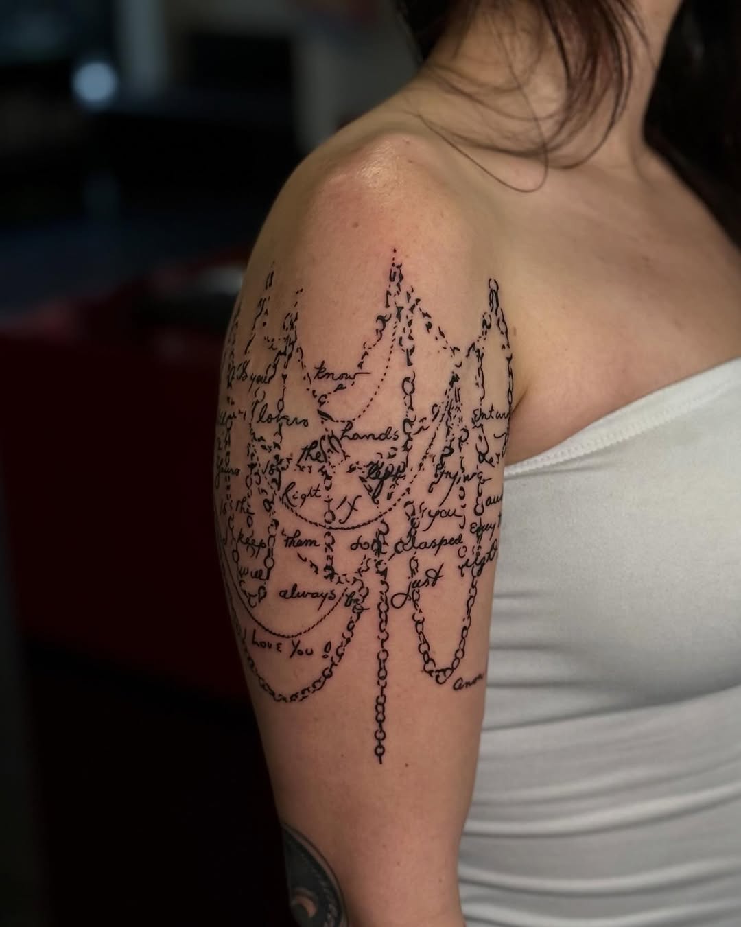 Tattoo by @scottmakesart — lettering_script, fine_line