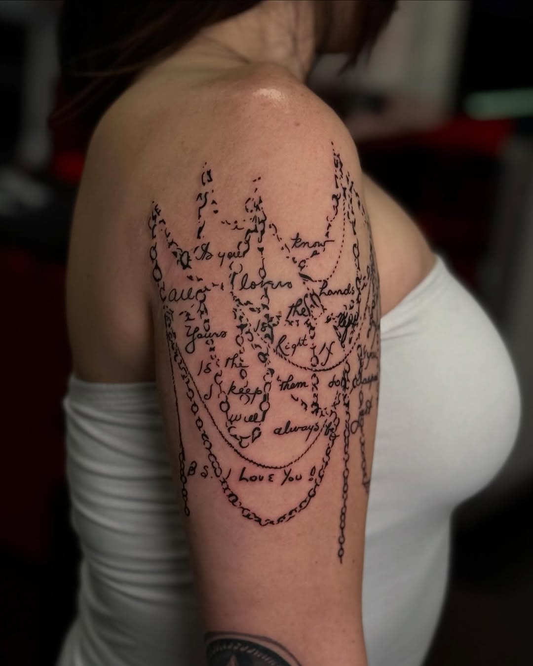 Tattoo by @scottmakesart — lettering_script, illustrative