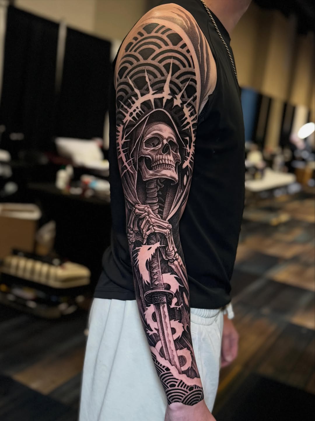 Tattoo by @grineylagantattoo — black_and_grey, realism