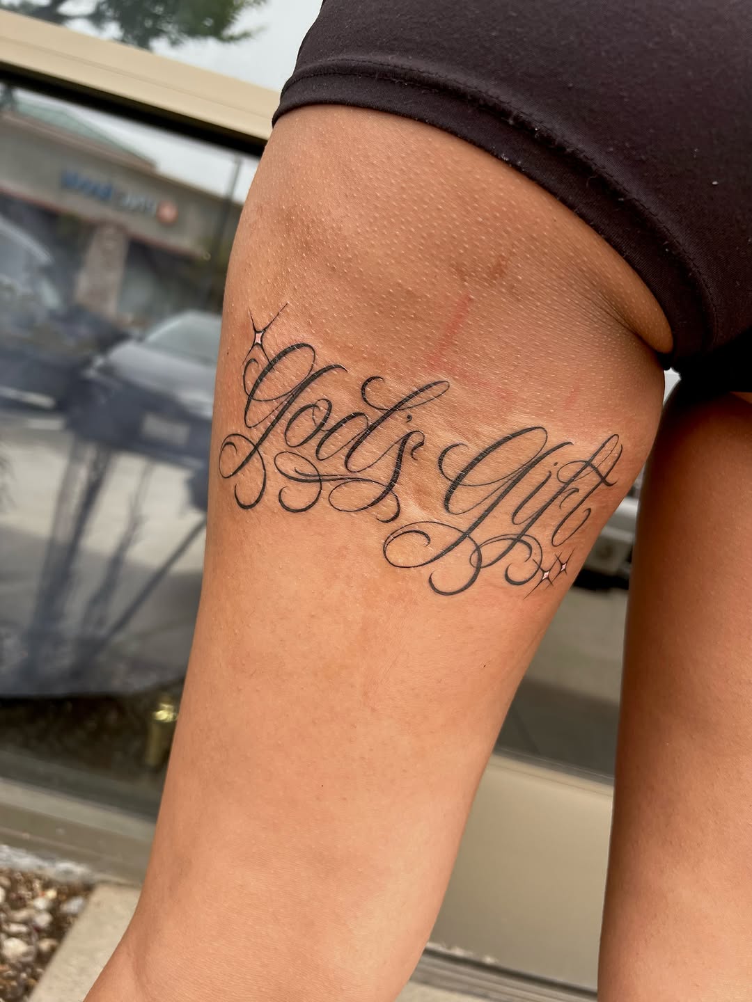 Tattoo by @dvminiquex — lettering_script, fine_line