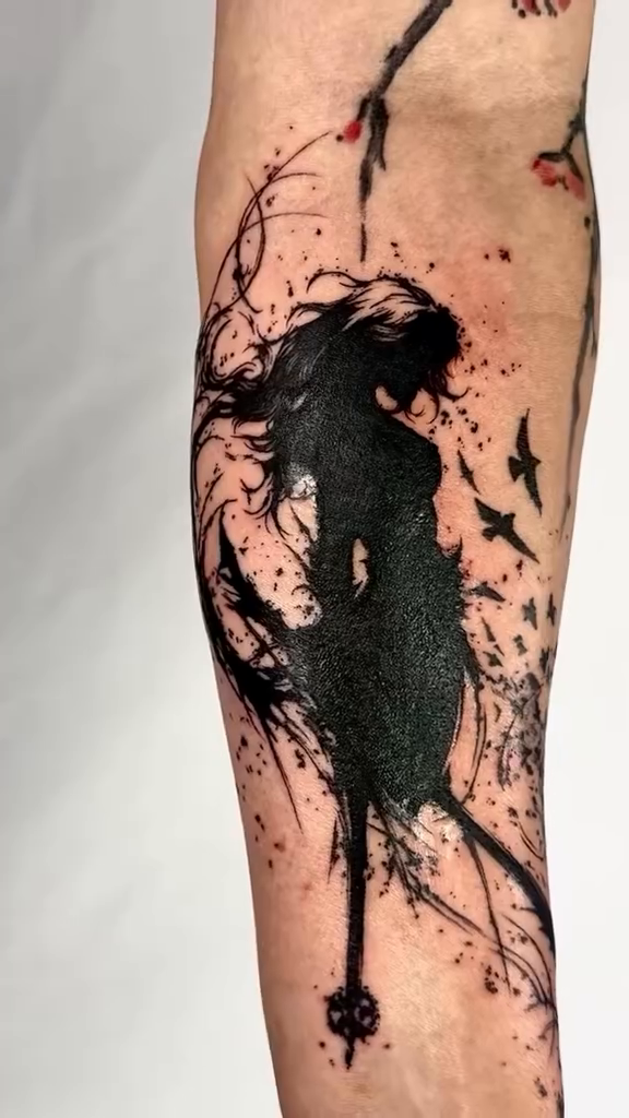 Tattoo by @grimsaintt — blackwork, trash_polka