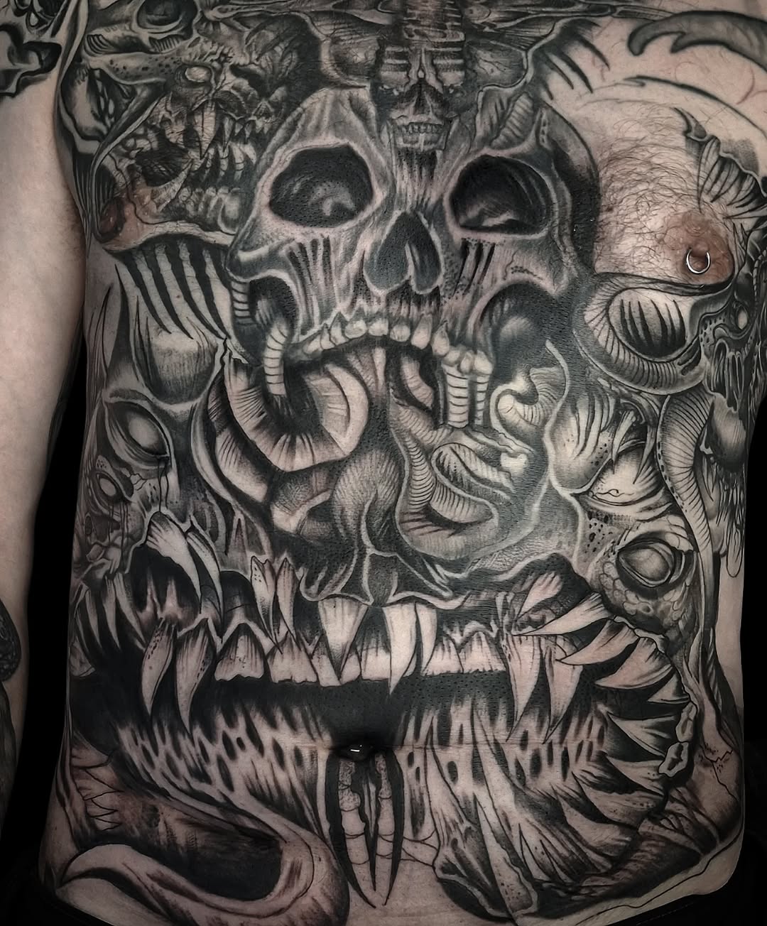 Tattoo by @powetattoos — black_and_grey, dark_realism