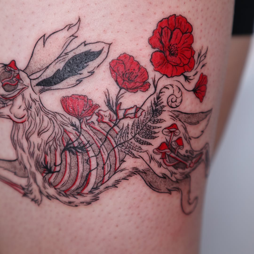 Tattoo by @hbarbarella.art — illustrative, dark_realism