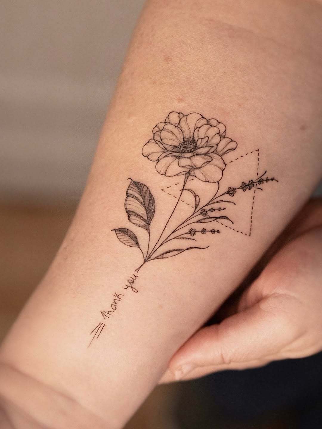 Tattoo by @olha.tattoo โ fine_line, lettering_script