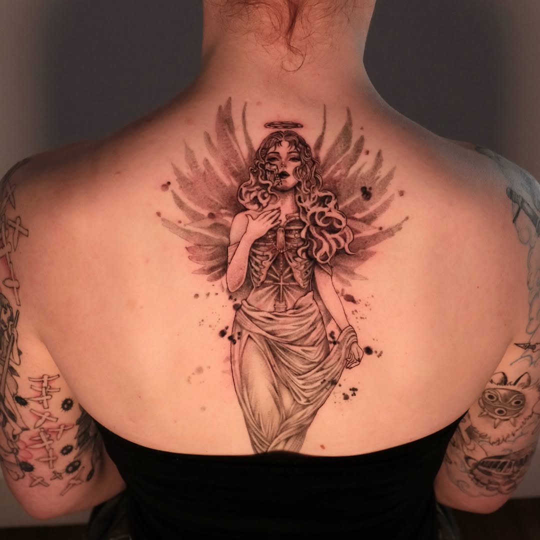 Tattoo by @migeon_tattoo — dark_realism, black_and_grey