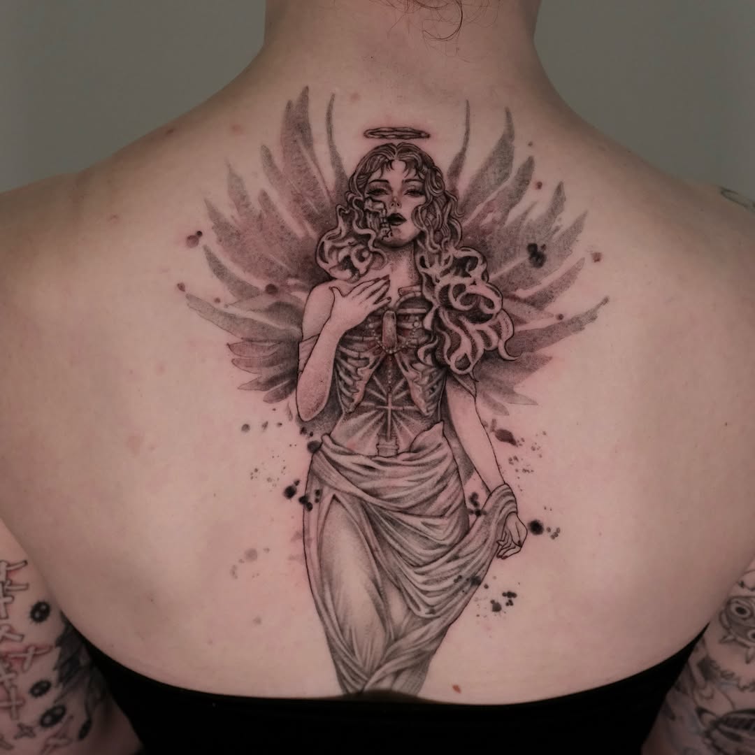 Tattoo by @migeon_tattoo — dark_realism, black_and_grey