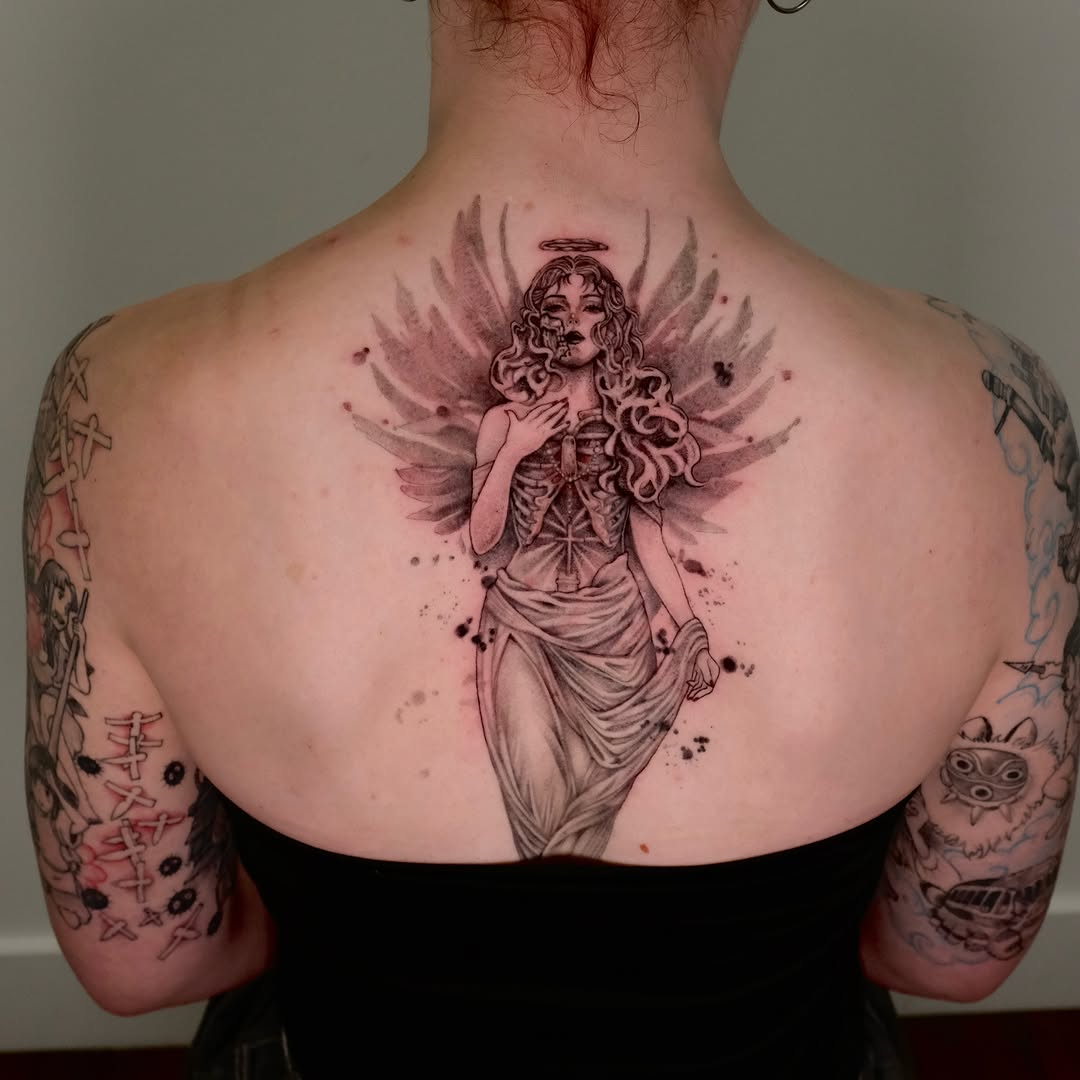 Tattoo by @migeon_tattoo — dark_realism, black_and_grey