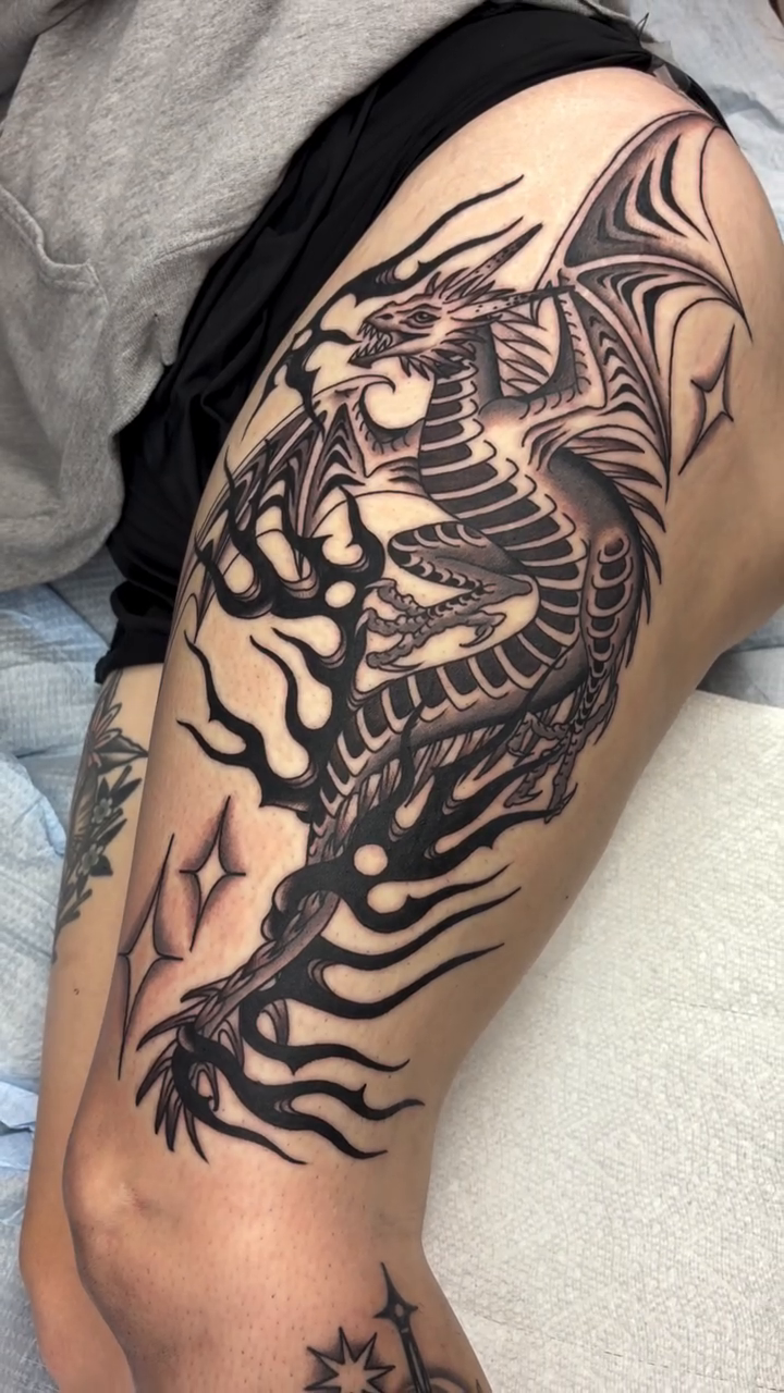 Tattoo by @klaaane — blackwork, dark_realism