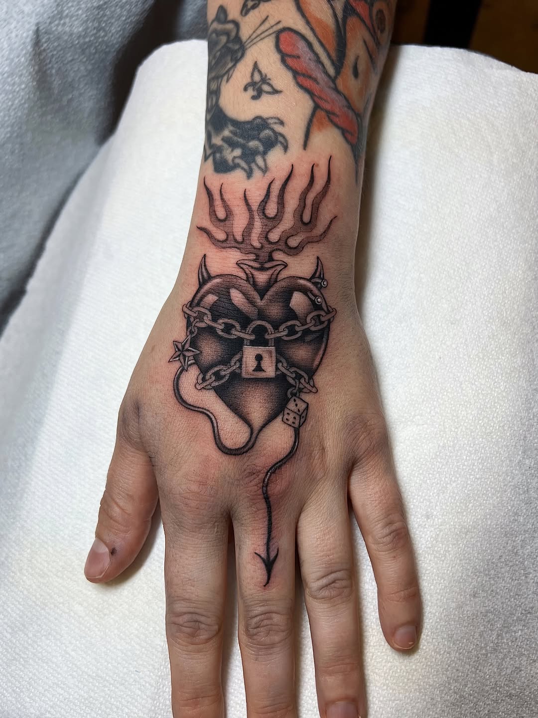 Tattoo by @mickeyycarlisle — black_and_grey, chicano