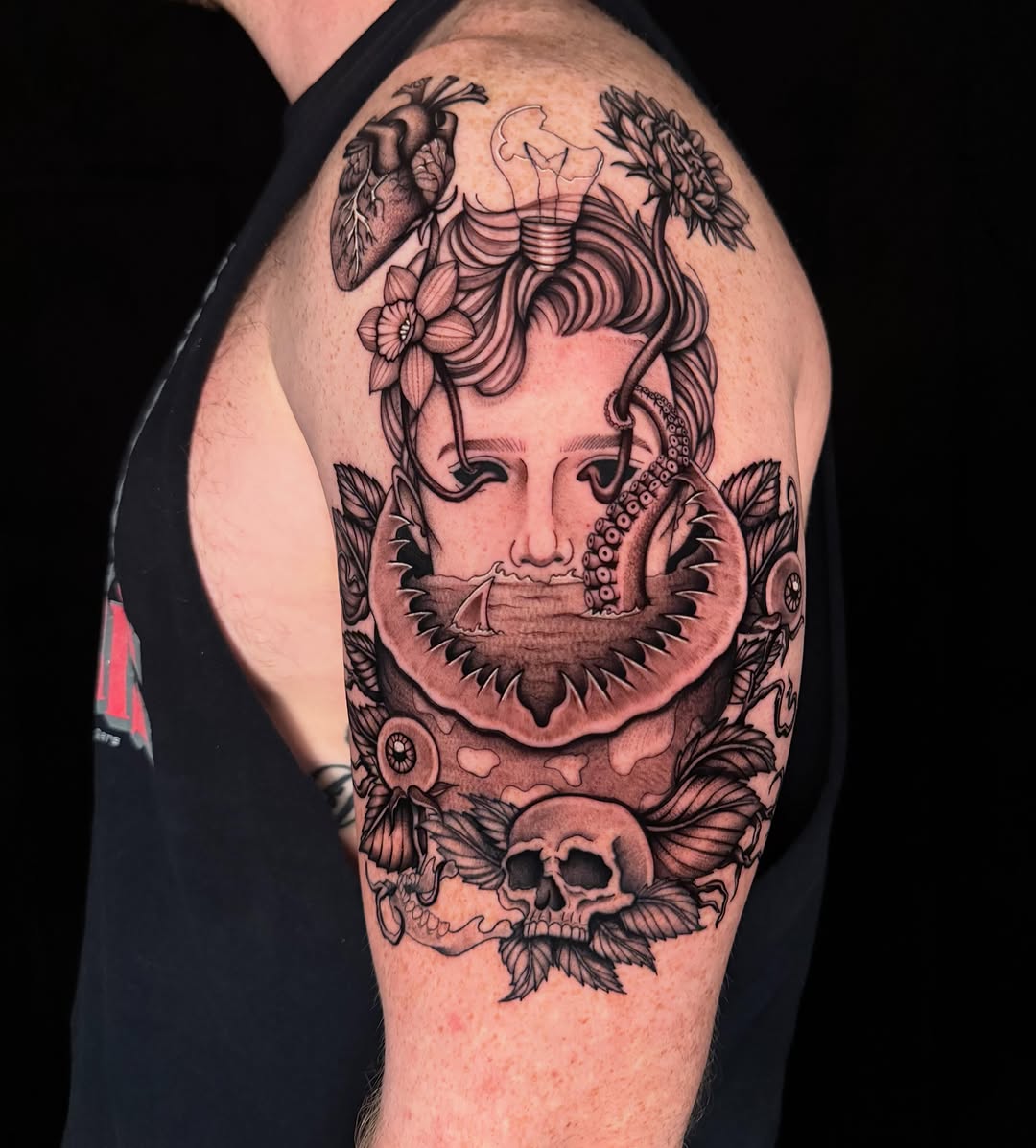Tattoo by @roxbury_tattoos β black_and_grey, surrealism