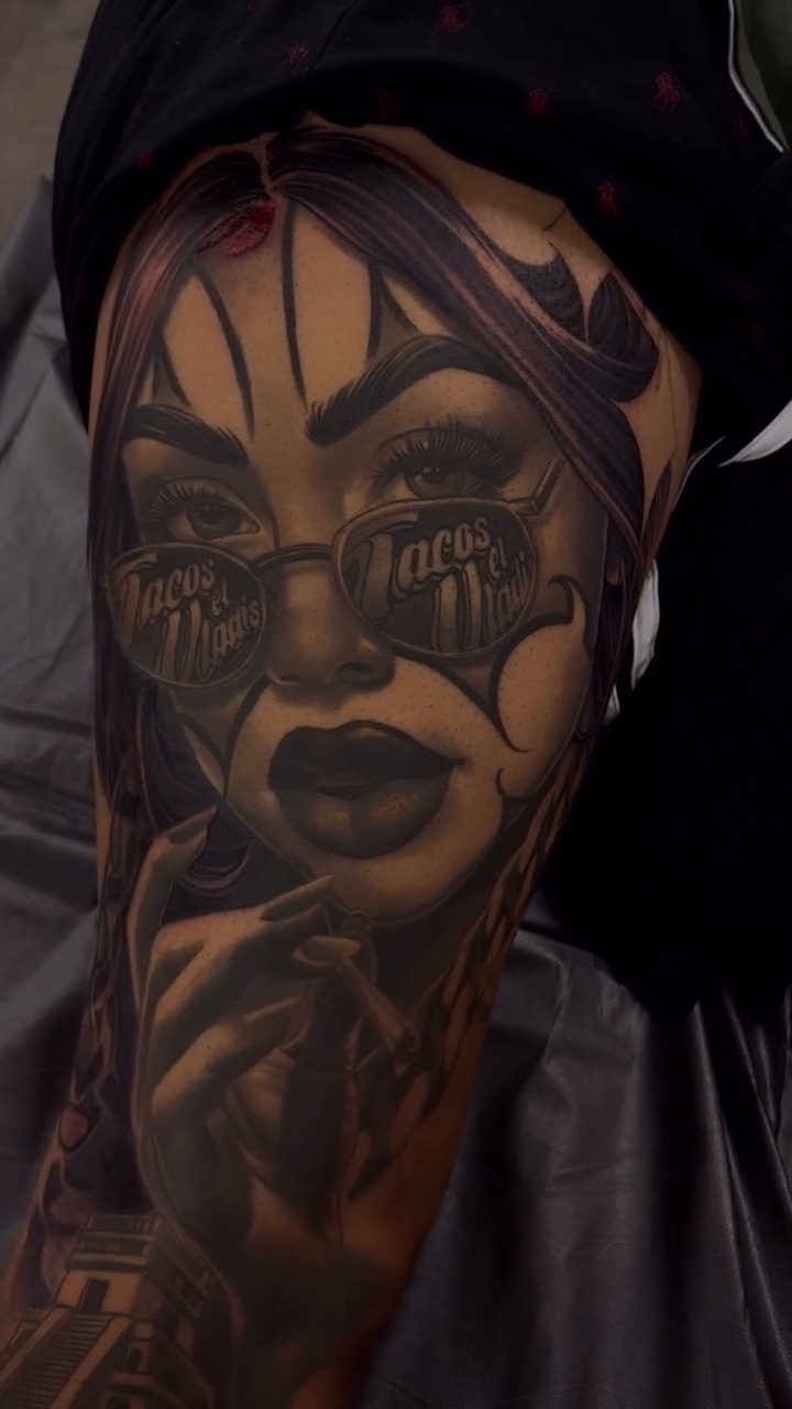 Tattoo by @dillingertattoos — chicano, black_and_grey