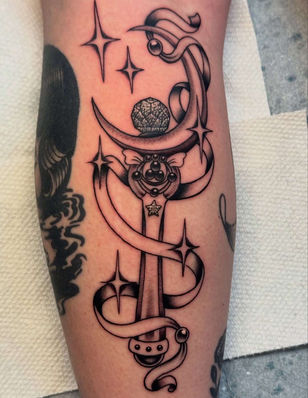 Tattoo by @firecrackertats — black_and_grey