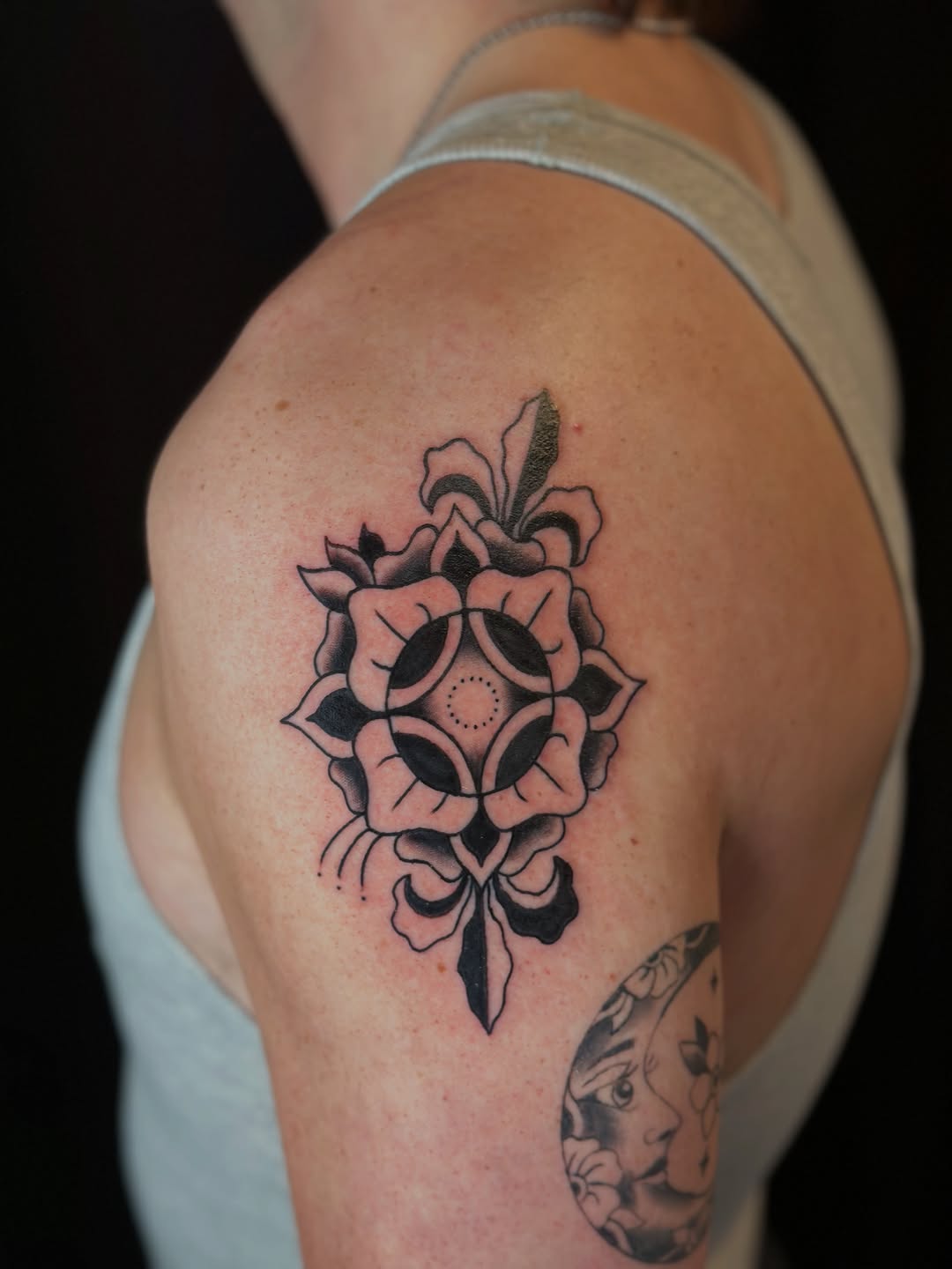 Tattoo by @tyylerbydesign — american_traditional, black_and_grey