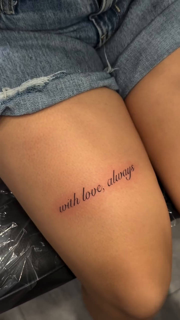 Tattoo by @heynicetatt โ lettering_script, fine_line