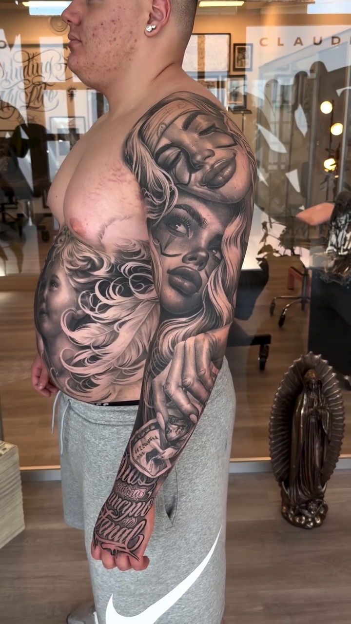 Tattoo by @angelstat2 — black_and_grey, realism