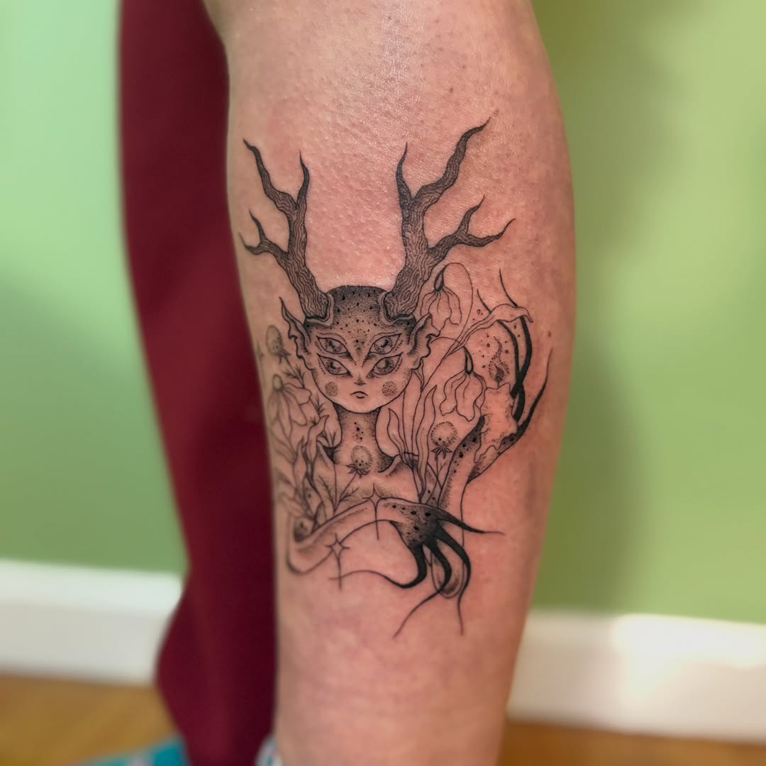 Tattoo by @shybirdtattoo β black_and_grey