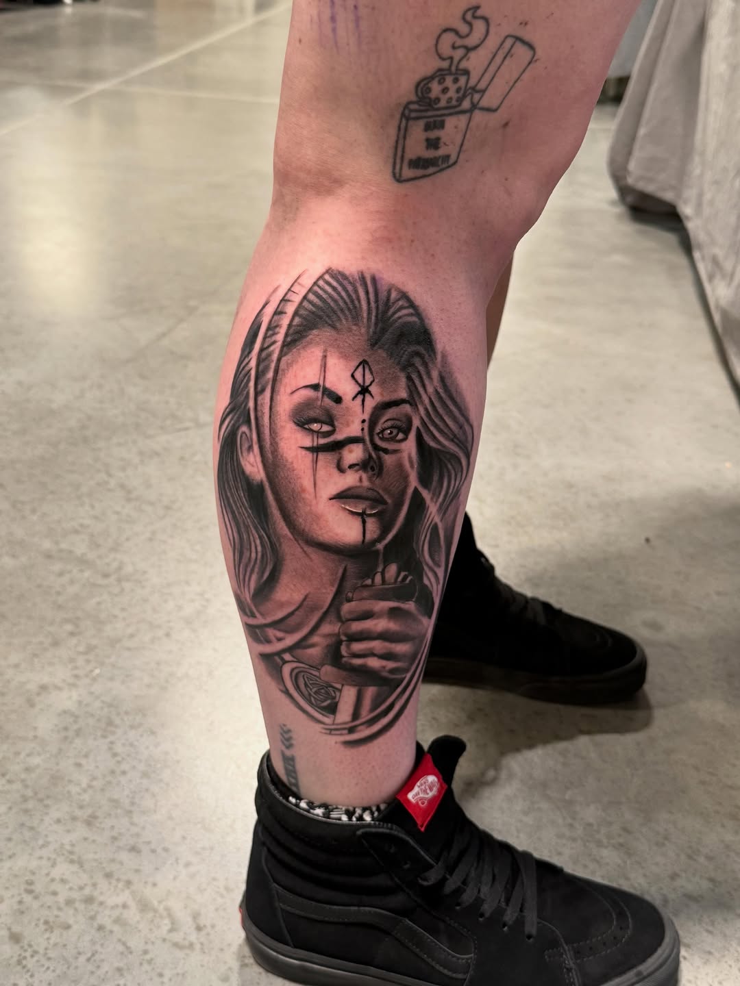 Tattoo by @unrendered_tattz — realism, black_and_grey