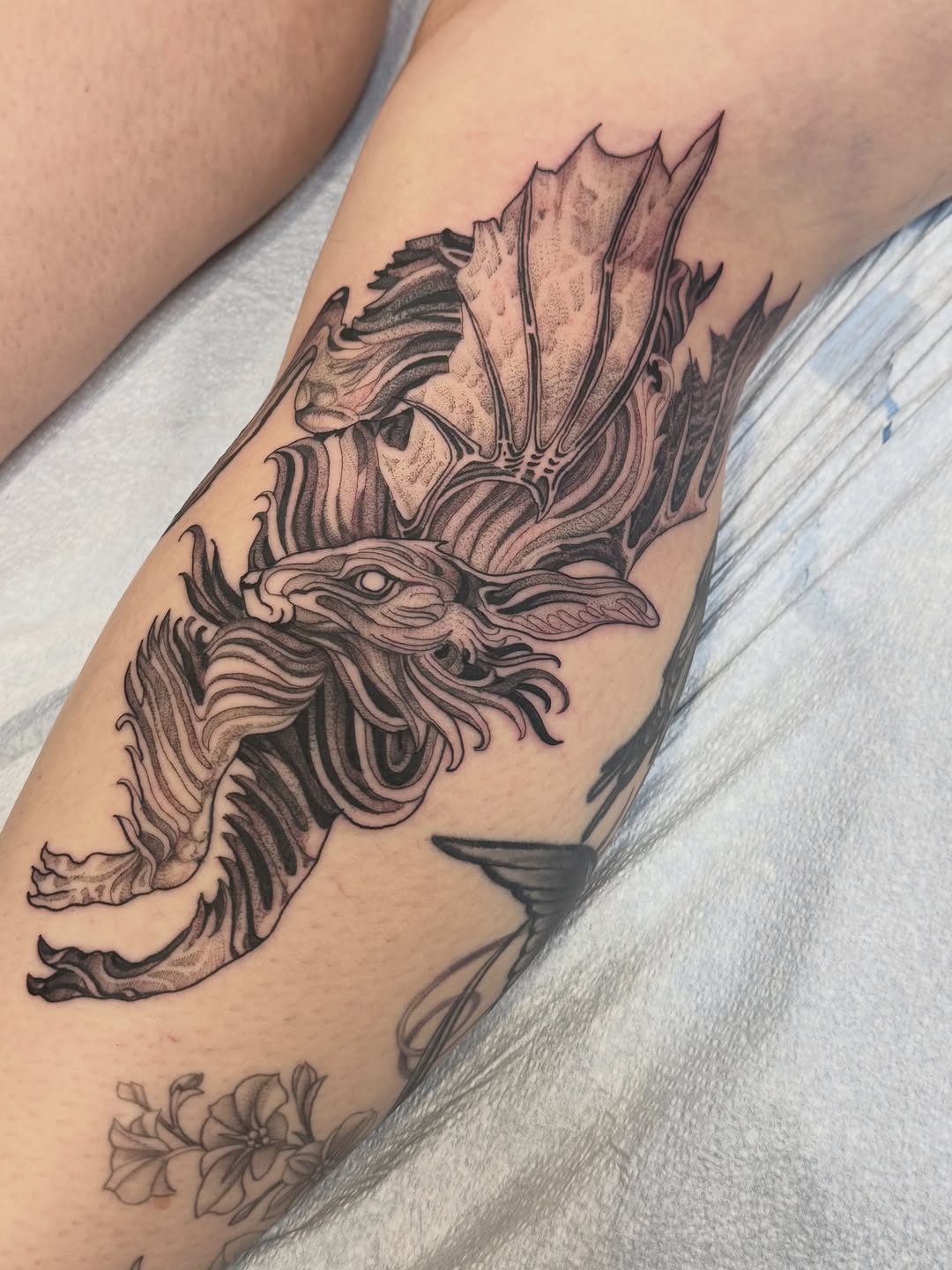 Tattoo by @needlerelic_tattoo — black_and_grey