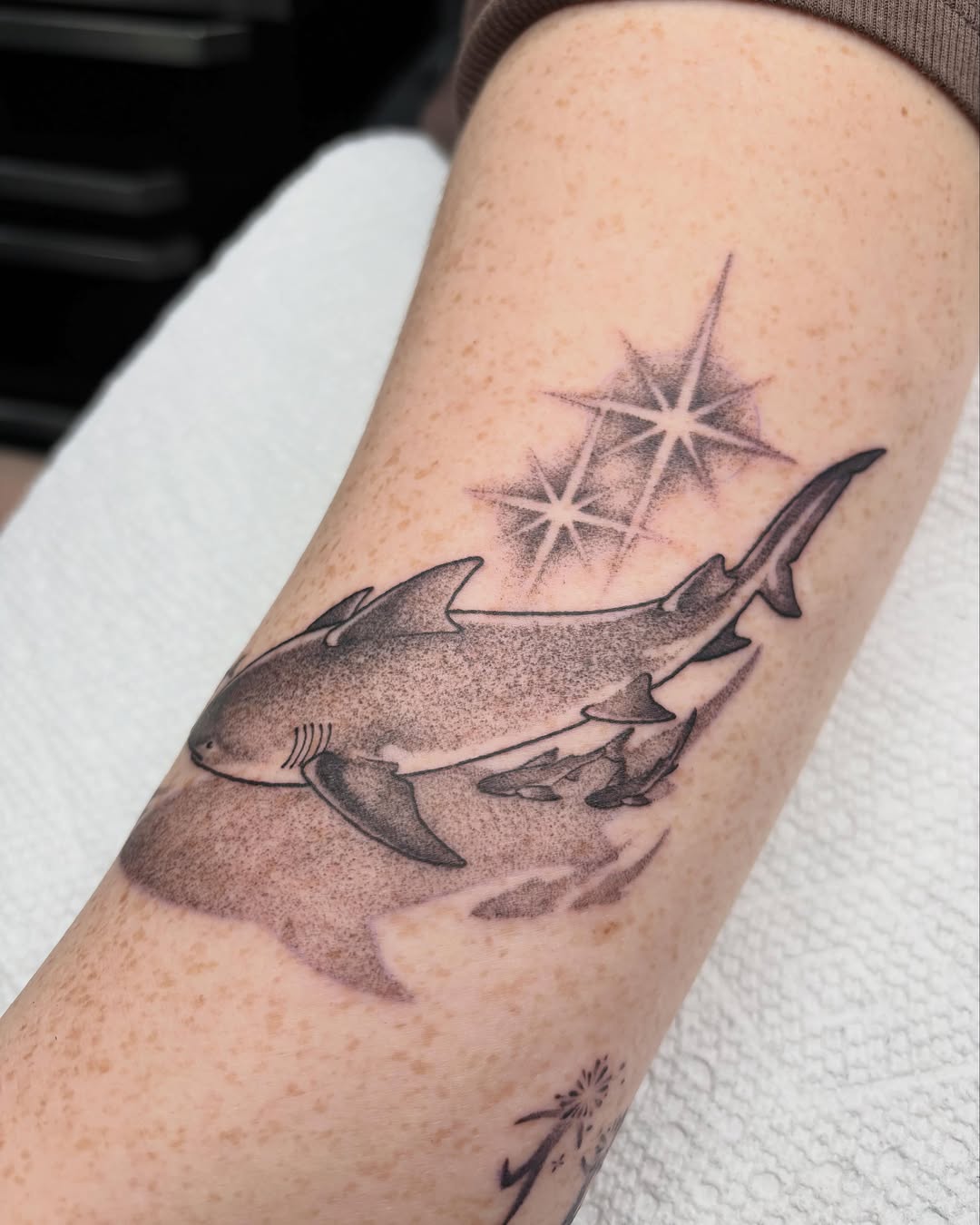 Tattoo by @vang.studio — illustrative, dotwork