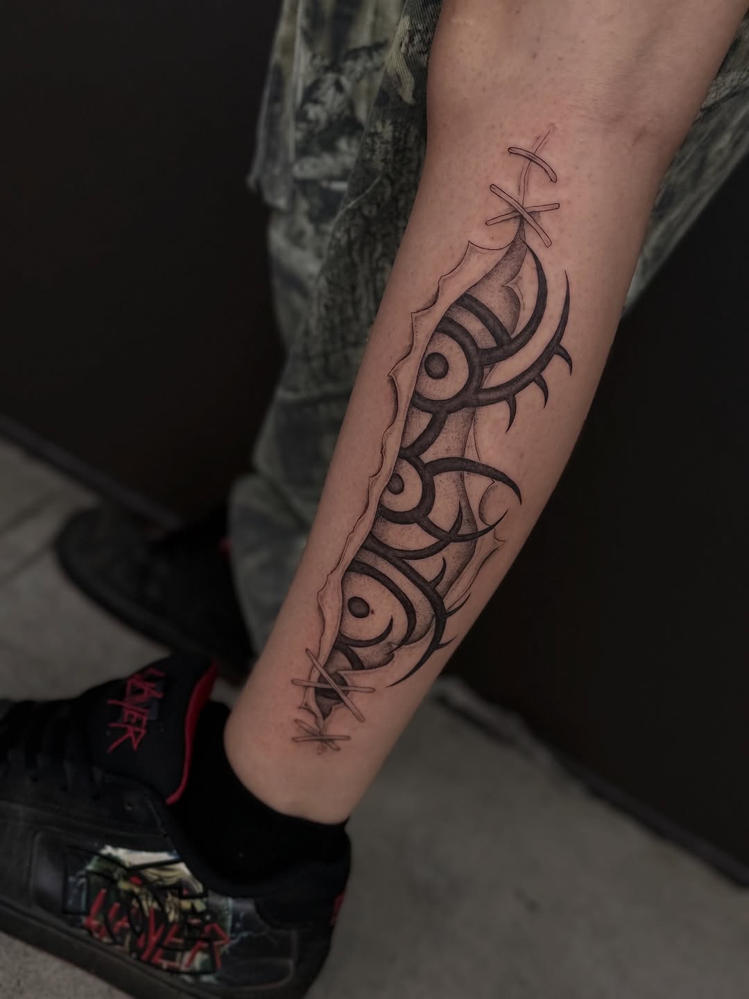 Tattoo by @maddacide — blackwork