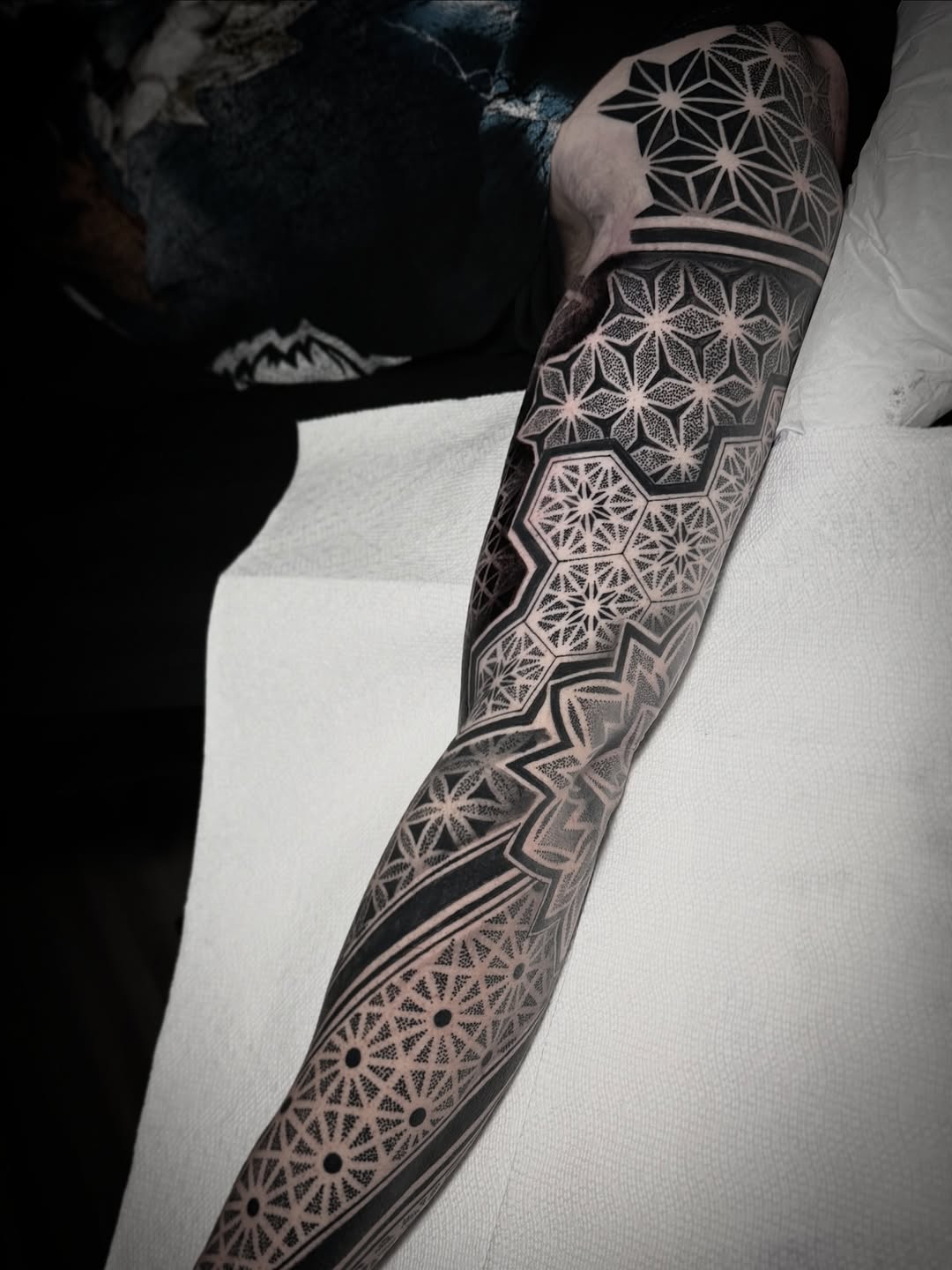 Tattoo by @davidmushaneytattoos — geometric, dotwork