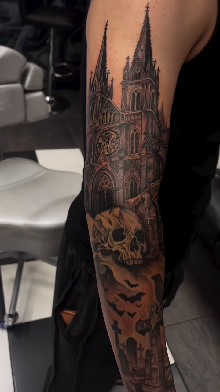 Tattoo by @redneckusotattoo — dark_realism, black_and_grey