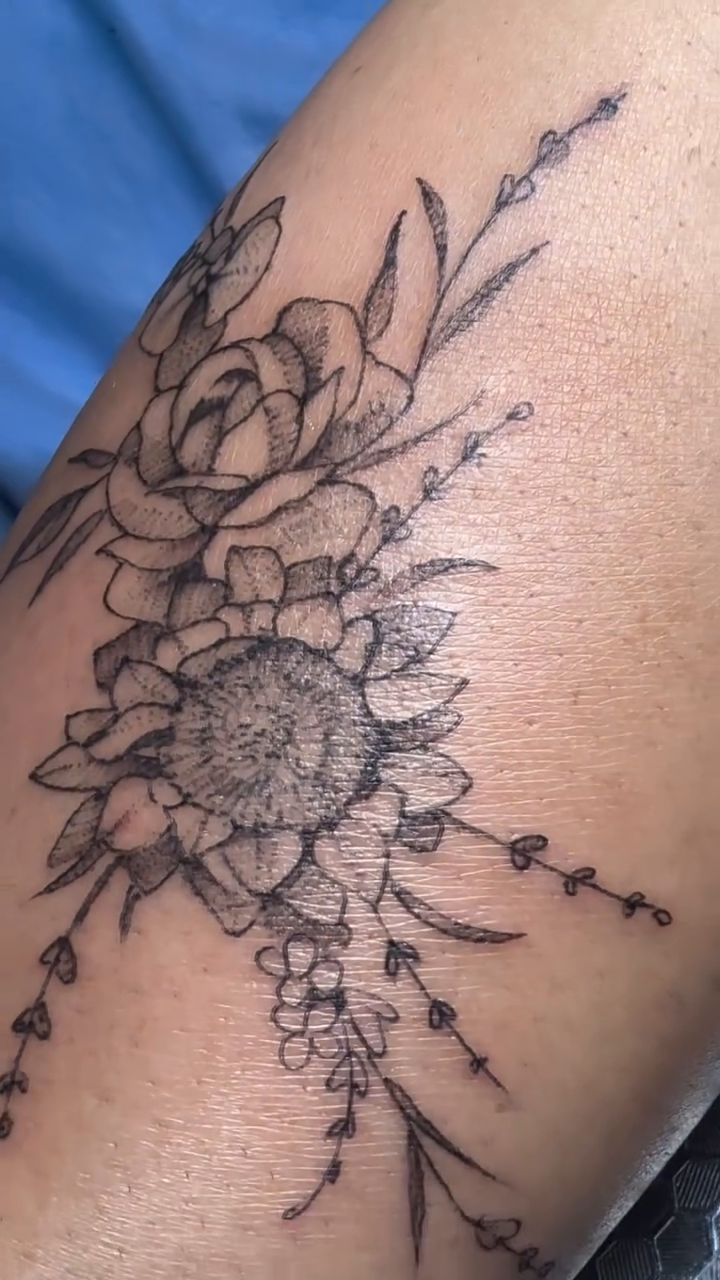 Tattoo by @michelastattoos — fine_line, black_and_grey