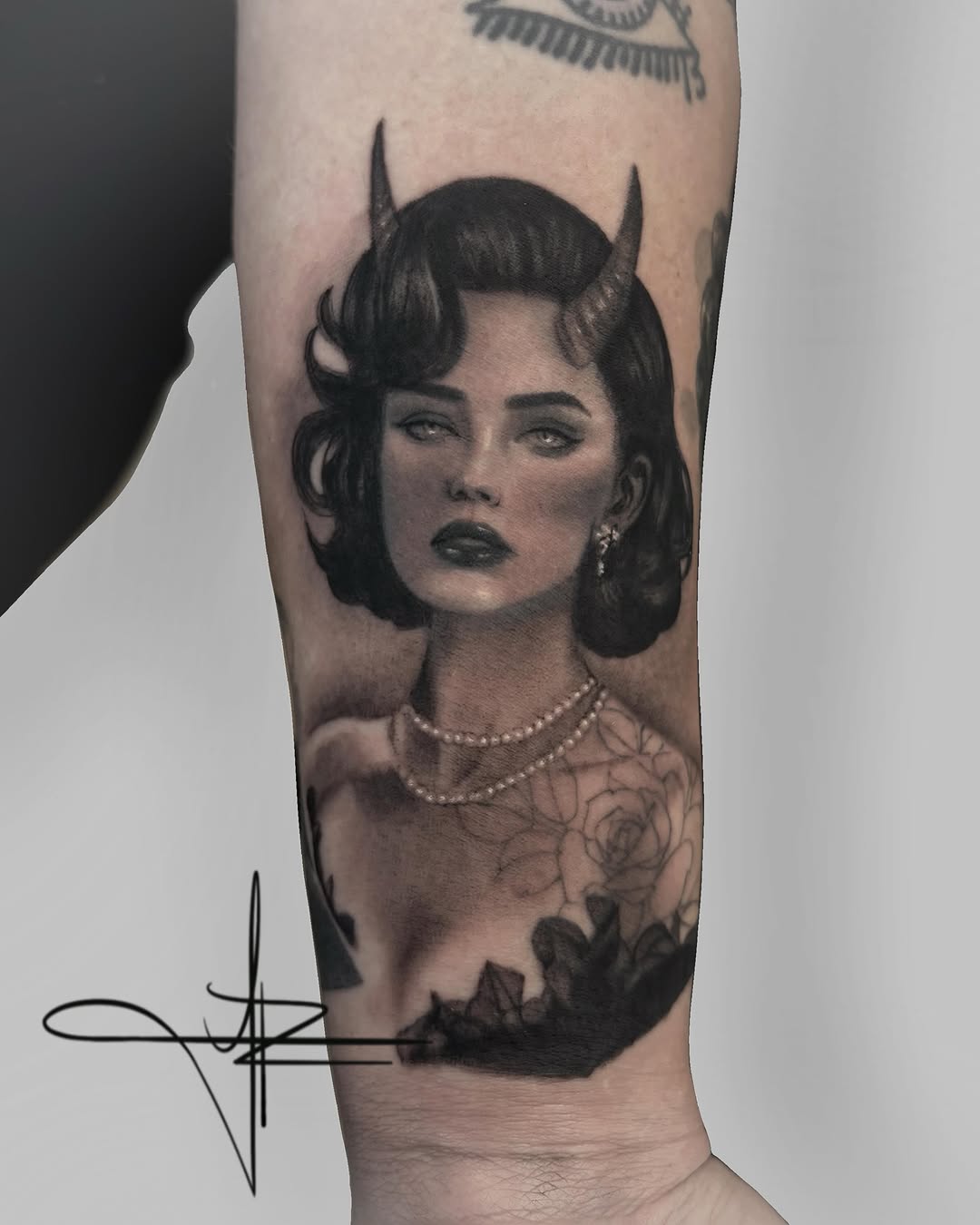 Tattoo by @jazz_rosetattoos — realism, black_and_grey