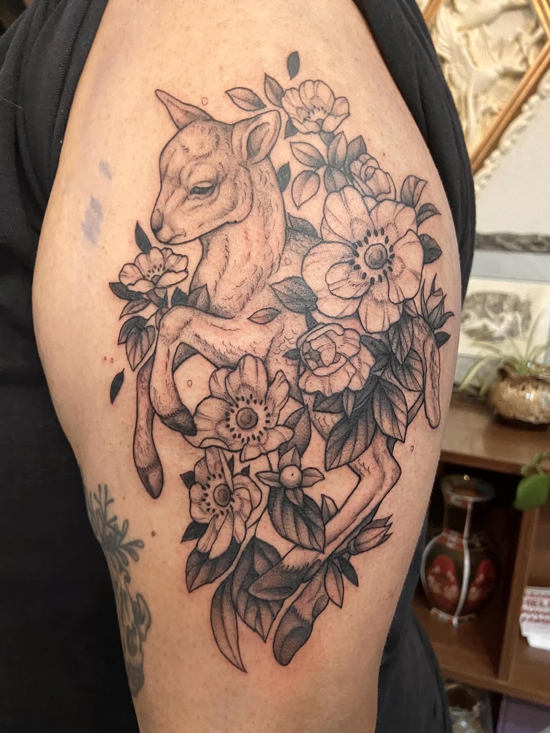 Tattoo by @dawncarrtattoos — black_and_grey
