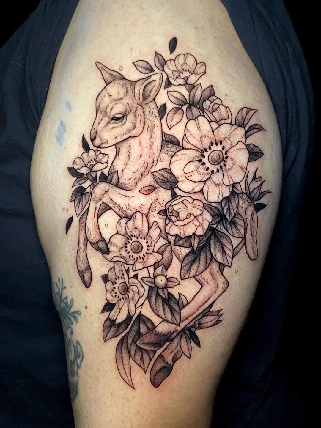 Tattoo by @dawncarrtattoos — black_and_grey