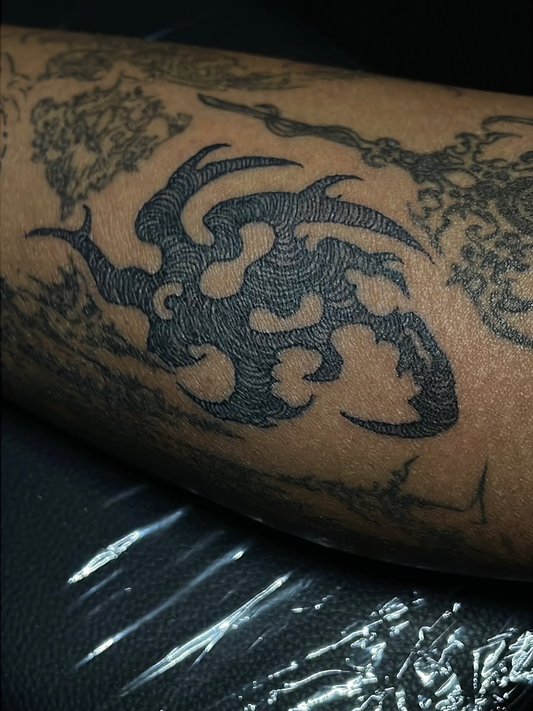 Tattoo by @dysembodiment — tribal, blackwork