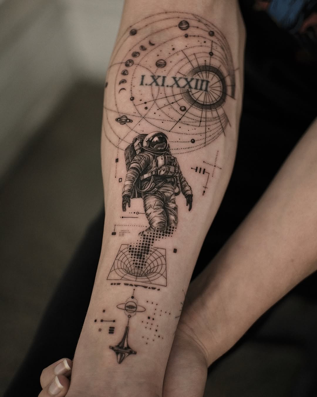 Tattoo by @zeke.tattoo — realism, geometric