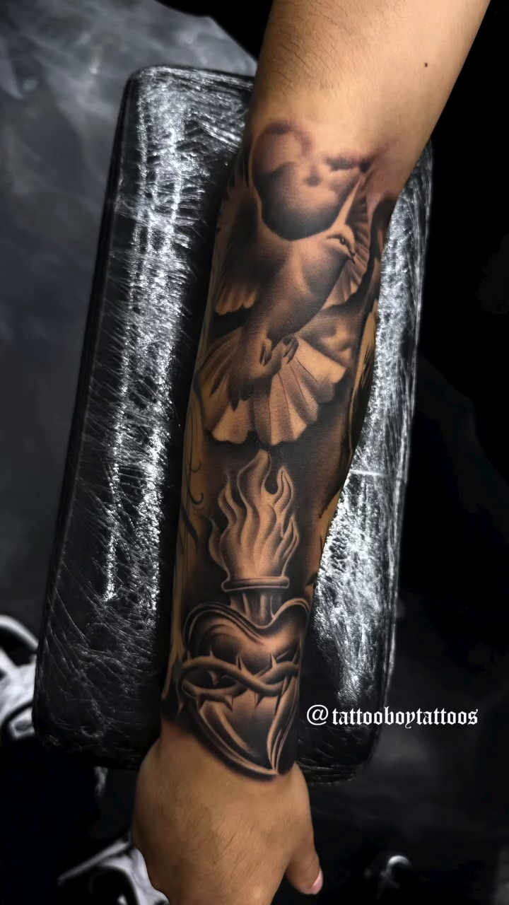 Tattoo by @tattooboytattoos — black_and_grey, realism