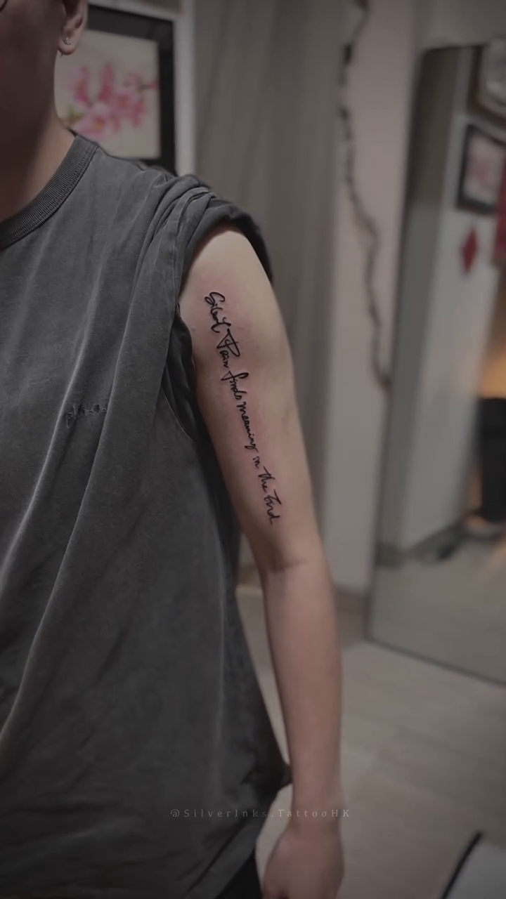 Tattoo by @silverinks.tattoohk — lettering_script, fine_line