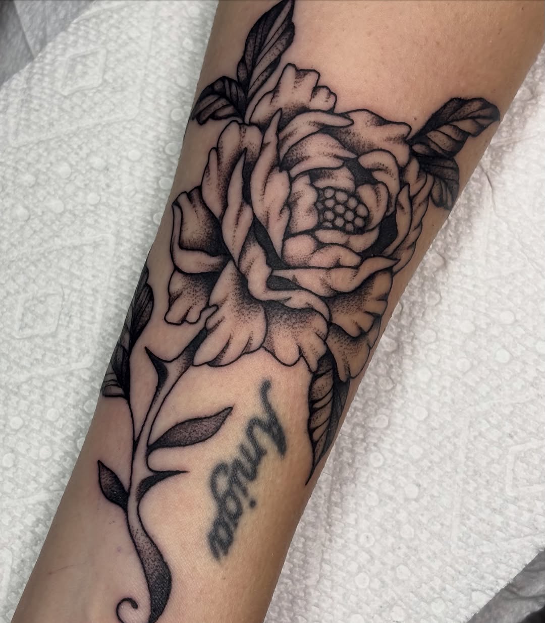 Tattoo by @madisonmakestattoos — black_and_grey, illustrative