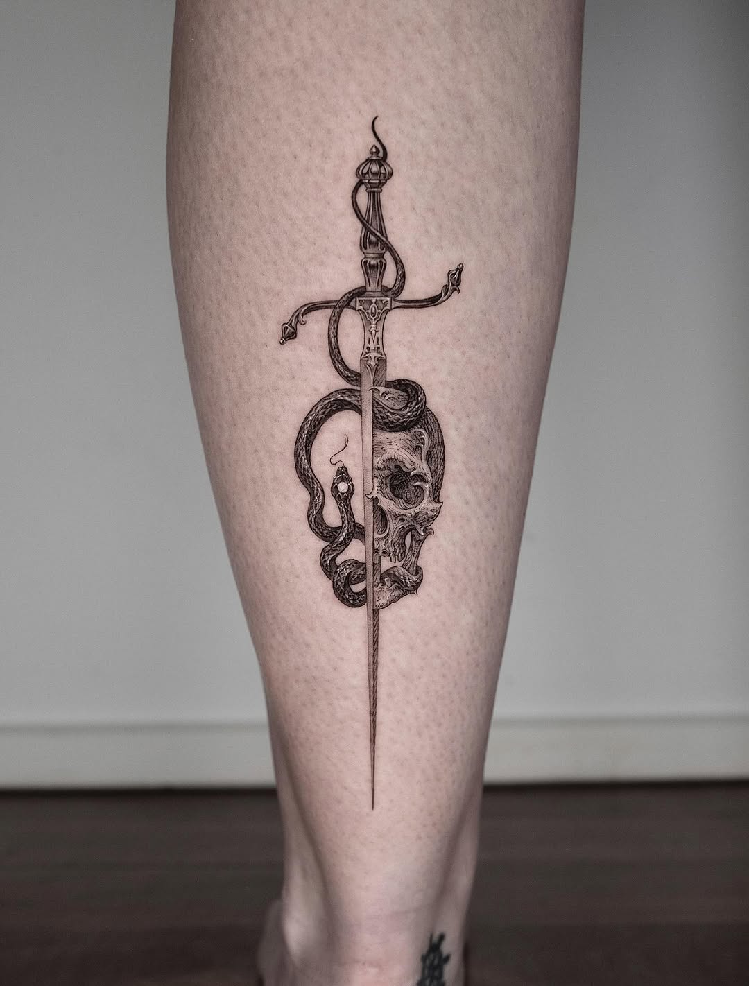 Tattoo by @jeon______ — dark_realism, black_and_grey