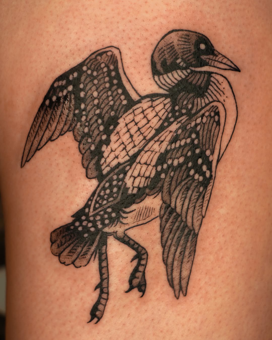Tattoo by @baldpeaches — black_and_grey, illustrative