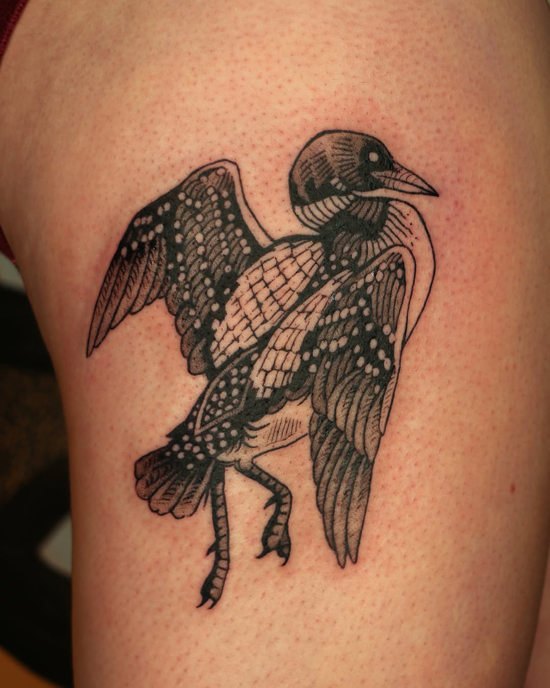 Tattoo by @baldpeaches — dotwork, black_and_grey