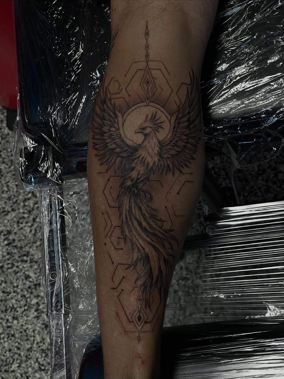 Tattoo by @thinkinkjr — geometric, black_and_grey