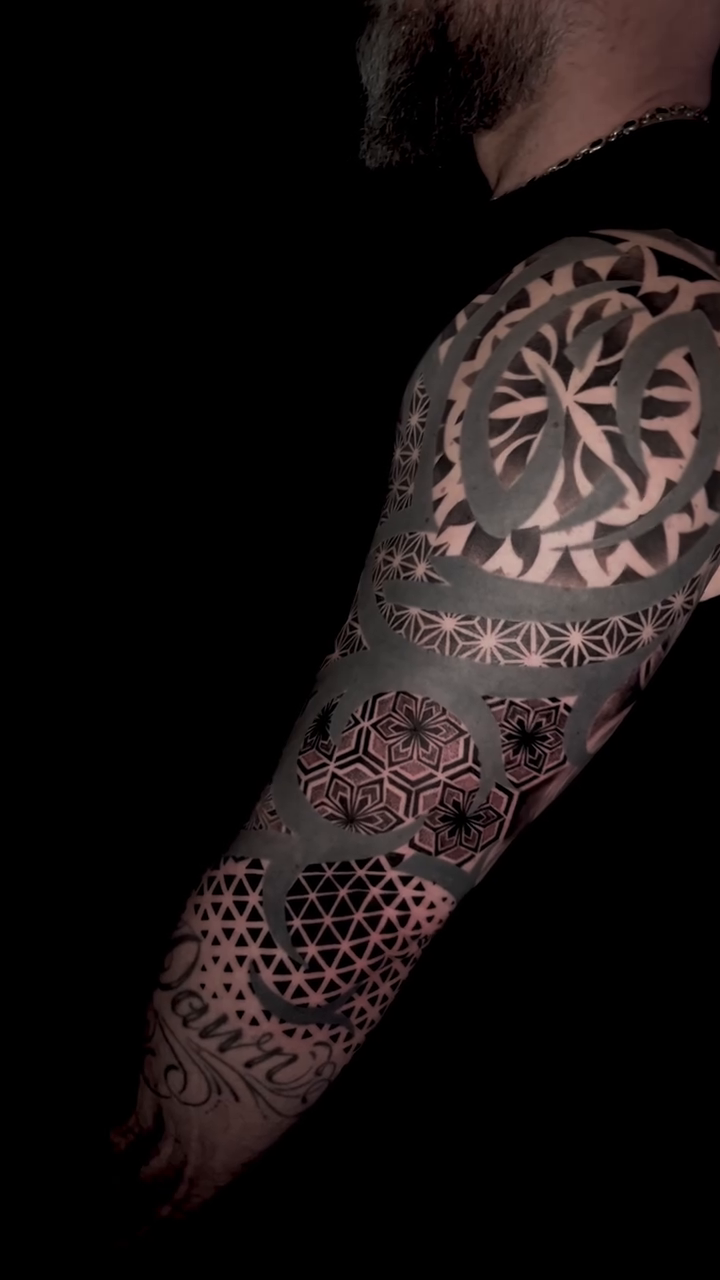 Tattoo by @monica.tattoos — geometric, blackwork