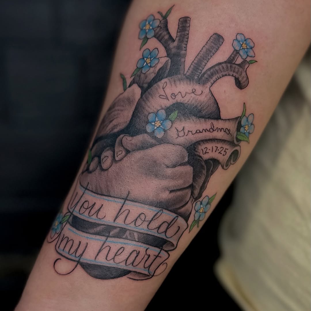 Tattoo by @amamor.art — realism, lettering_script