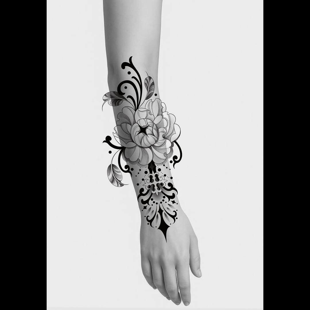 Tattoo by @molly.m.tattoo — black_and_grey, ornamental