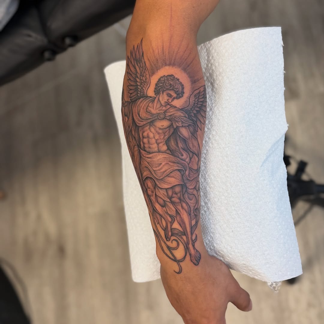 Tattoo by @inked.by.kiwiii โ realism, black_and_grey