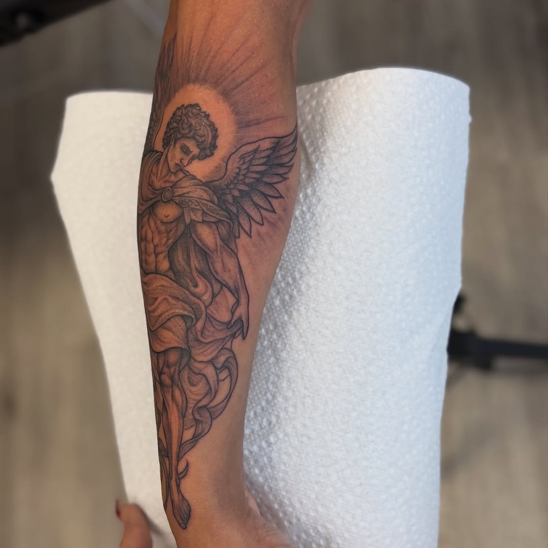 Tattoo by @inked.by.kiwiii โ realism, black_and_grey